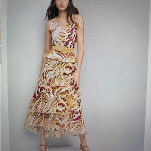 White House Black Market Multicolor V-Neck top and wrap skirt